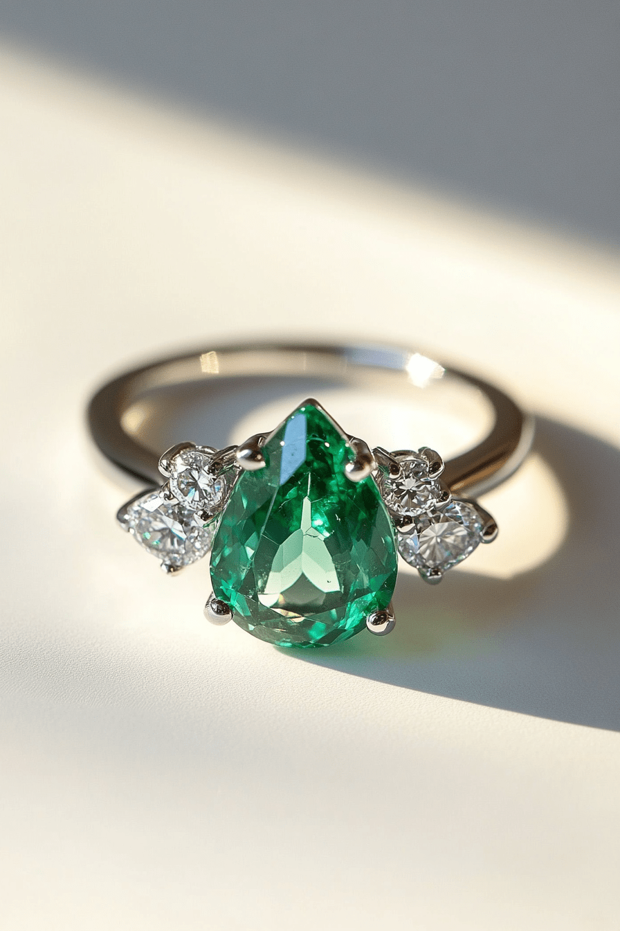 pear emerald engagement ring